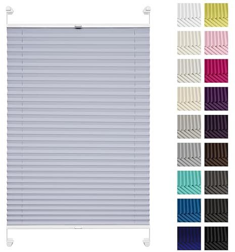 Rettika Plissee ohne Bohren, Plissee klemmfix, Pflaume, Breite: 75 cm, Höhe: 80 cm, Fensterrollo Sonnenschutz, Plisseerollo innen, Rollo für Fenster ohne Bohren