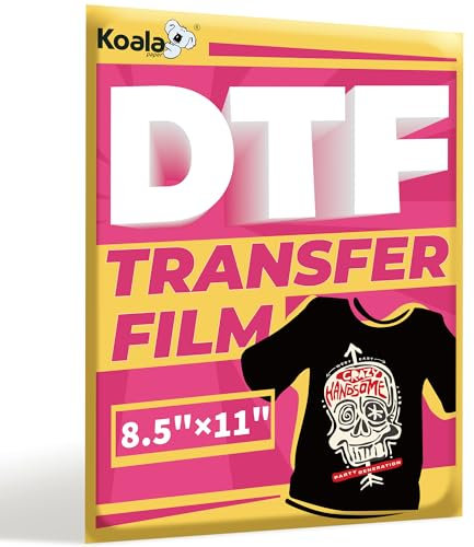 Koala Paper DTF Transferfolie 21,6 x 27,9 cm, 50 Blatt für DTF- und Sublimations-Tintenstrahldrucker, Direktdruck auf allen Stoffen
