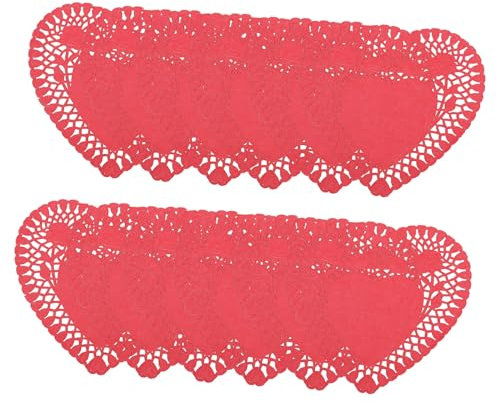 CIYODO 100blätter Mini Herz Papier Deckchen Hochwertige Essbare Platzdeckchen Für Valentinstag Hochzeit Und Partys Elegante Deko Für Desserts Und Snacks Rosarot