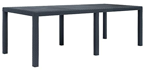 CKioict Bistrotisch Outdoor Campingtisch Beistelltisch Gartentisch Anthrazit 220 x 90 x 72 cm Kunststoff Rattan-OptikFür Gärten, Rasenflächen, Balkone