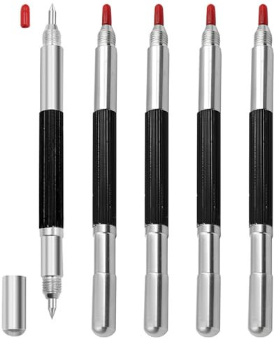 WASAGA Punta de carburo de tungsteno, 5 unidades, punta de doble cara, rueda de trazado y rotulador de grabado para azulejos de vitrocerámica, mármol, metal, madera