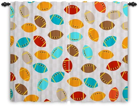 ggaimwf Rugby-Vorhang für Kinder Football Amerikanischer Fußball Sportspiele Bleistiftfalten Vorhänge Gardinen Für Jungen Teenager Schlafzimmer Babyzimmer Raumteiler 107x215cm 2 Paneele