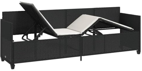 Festnight Gartensofa mit Liegefunktion Rattan Sofa 3 Sitzer Balkon Liegesofa Sonnenliege Gartenliege Verstellbar Rattansofa Lounge Sofa Liege Outdoor mit Schlaffunktion Balkonmöbel Bank