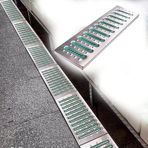 Rejilla Desague Jardin Rejilla de Metal para Alcantarillado para Interiores y Exteriores, Rejilla de Drenaje de Zanja de Canalón de Acero Inoxidable, Colador de Drenaje de Canal para Cocina y Patio(58
