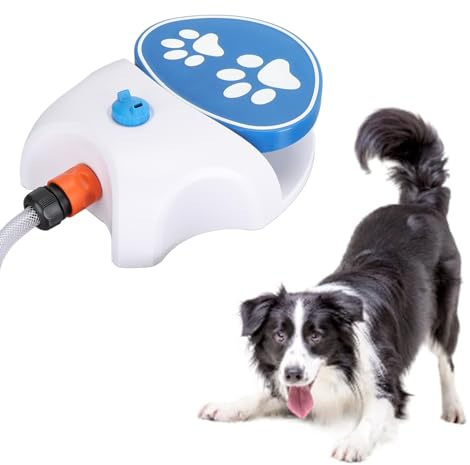 Fontana per Cani da Esterno, Irrigatore per Cani di Grandi Dimensioni, Distributore di Acqua Potabile, Abbeveratoio per Zampe di Cane Attivato con Tubo Intrecciato in Acciaio