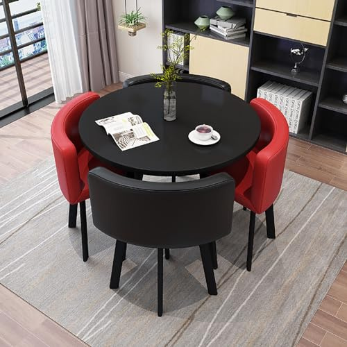 OCAZI Frühstücksbar runder Konferenztisch runde Möbel Tisch und Stuhlset Esstisch und Stuhlset moderner Küchentisch zum Abendessen für Zuhause/Garten/Restaurant #13 80x75cm/31.5x29.5in(WxH)