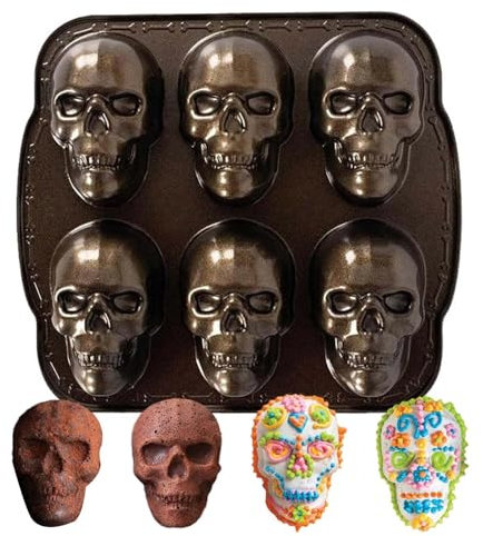 Totenkopf-Backform, Aluminium-Schädel-Süßigkeitenformen, Totenkopf-Muffinformen, gruselige Kuchenform, Halloween-Backformen, Totenkopf-Kuchenform, goldene Totenkopf-Formen, Muffinformen für Partys