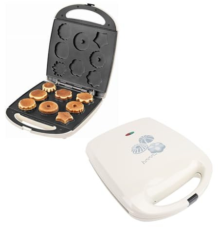 1000 W Plätzchen Maker mit Mehreren Formen, Keks Maker, 8 Antihaft Scones Maker Maschine, Kuchenform Zum Selbermachen, Frühstücksmaschine Zum Backen von Pfannkuchen Donuts