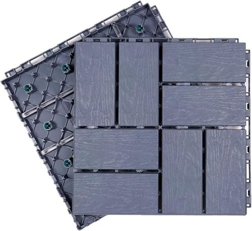 Per uso intensivo Pavimenti in finto legno di plastica, 20 piastrelle quadrate da 12x12 pollici ad incastro for terrazza, piastrelle in plastica a scatto for portico, piscina, balcone, cortile(Blue Gr