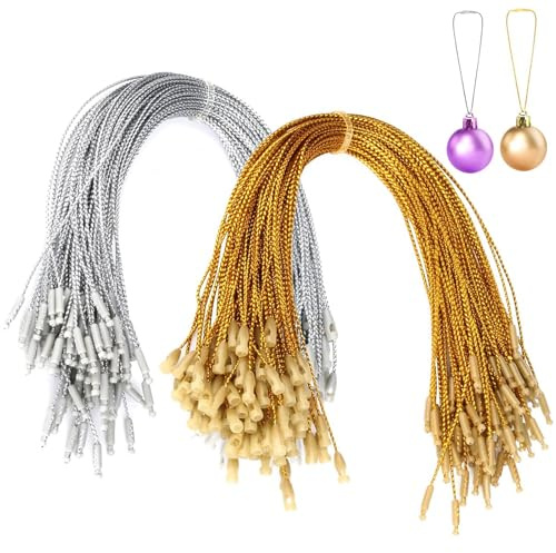 Cisixin 200 spago ornamentale natalizio, con chiusura a scatto, per albero di Natale, feste, collane da appendere (oro, argento)