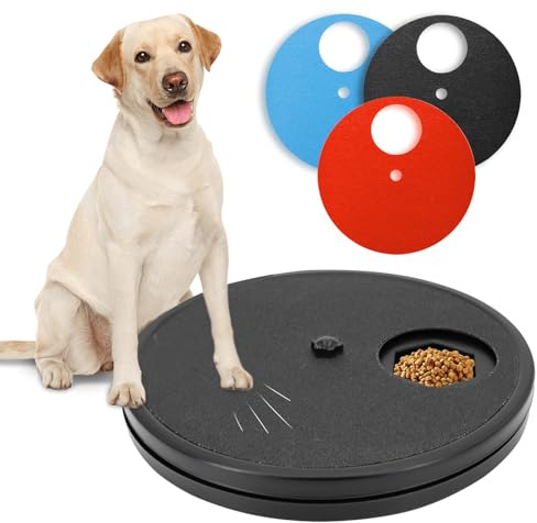 BEZHGOC Dog Nail Scratchboard, 3 in 1 Dog Scratch Board for Nails with Built-in Snack Box Sandpaper Rotating Round Dog Claw Grinder Dog Nail File Toy for Pets Nail Care(3 Sandpapers Included)