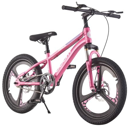 BSTSEL Kids Bike 18 20 22 24 Inch Youth Bike Shock Absorber Bike,12.25-Inch Frame,V-Brakes,Suitable for 9-14 Year Old Boys and Girls Mountain Bikes Pink Blue Bicycle