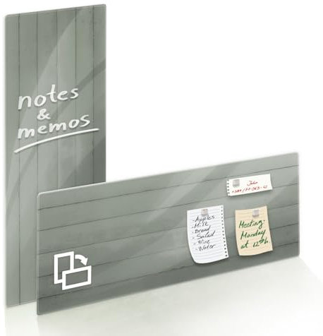 Floordirekt Magnettafel aus Glas | GRAU | 20x60cm inkl. 3 Magnete & Montagezubehör - Whiteboard aus Sicherheitsglas, Magnetboard magnetische & beschreibbare Memoboard, GRAU (Ø4mm) 20x60cm