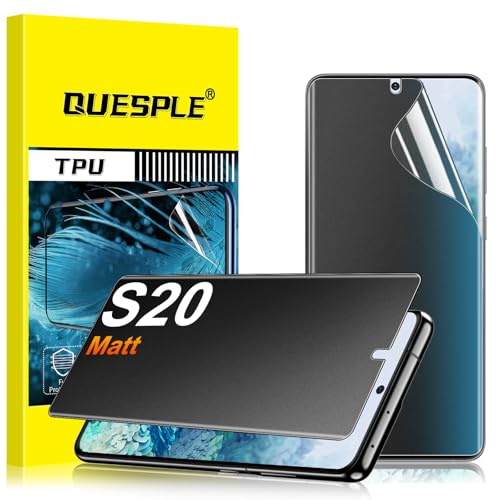 QUESPLE [2 Stück] Matt Privacy Schutzfolie für Samsung Galaxy S20, 28° Anti Spähen Matte Blendschutz Sichtschutz, Fingerabdruck-ID Unterstützen Weich TPU Displayschutzfolie Anti-Spy Folie﻿