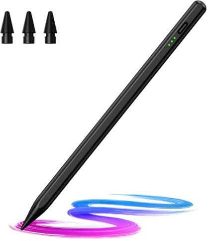 Stylus Pen for iPad - 2018-2026 2X Fast Charging,Palm Rejection Black