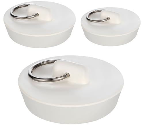 3 PCS Sink Plug Replacement, Universal Sink Plug White Bath Plugs Rubber Bath Plugs Kitchen Bathroom Laundry Bar Water Stopper Seal for Kitchen Sinks Wash Basin Bathroom