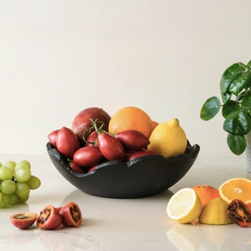 Vayu Earth Teak Root Fruit Bowl 30 x 18 cm, Handcrafted Natural Wood Decorative Centrepiece, Rustic One-Piece Wooden Bowl for Table or Counter, Unique Fruit Bowl