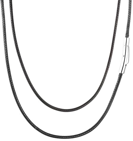 AFSTALR Herren Geflochten Lederkette Lederband 2mm/3mm Kunstleder Schwarz/Braun Leder Halskette Kette für Anhänger mit Edelstahl Verschluss 41-76cm