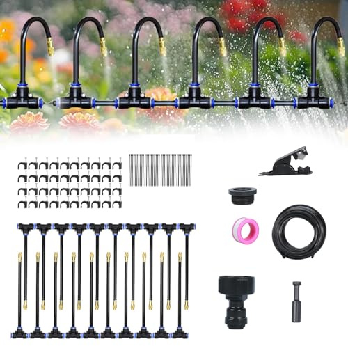 Irrigation System Kit, Garden Watering System, 360° Curved Garden Automatic Irrigation System for Lawn Greenhouse Garden Yard, Adjustable Bendable Nozzle (20M)