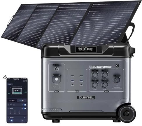 Generatore solare P5000 Pro da 4000W con pannello da 400W, stazione di alimentazione solare da 5120Wh con 5 prese CA, ricarica rapida da 3200W,emergenza per casa, campeggio e camper