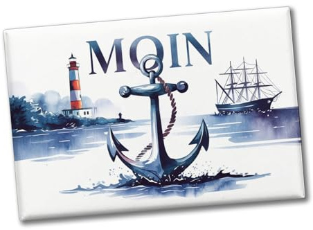 Anker Moin Souvenir Souvenir Magnet mit Nordsee Aquarell Maritimer Souvenir Magnet mit schönem Motiv