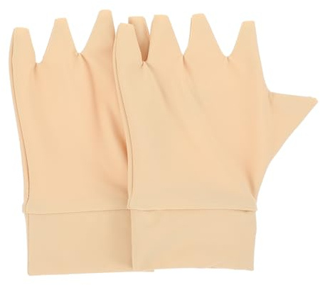 Gogogmee Premium Compression Gloves for Half Finger Beige Slip Pressure Gloves with Breathable Open Finger Design for Relief and Everyday Use