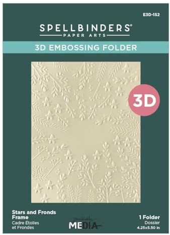 Dina Wakley - Carpeta de grabado en relieve 3D con marco de estrellas y frondas de The Starry Holiday Collection