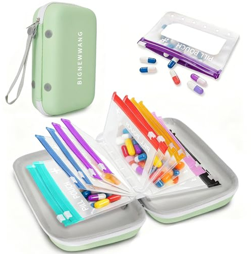 Extra Large Weekly Pill Organizer Set, Reusable Pill Bags with 14 Coded Pouches for Home and Travel, 7 Day with AM PM Large Storage Portable Medicine Pill Case for Fish Oils, Vitamins