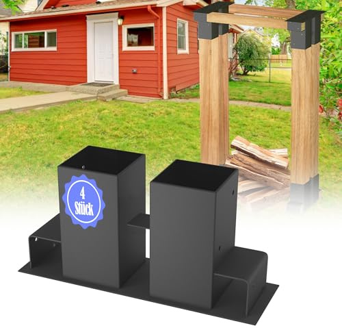 Suusolny 4 Stück Holzstapelhilfe Metall Holzstapelhalter Für Feuerholz,DIY Kaminholzregal, Brennholzstapelhalter - Einzel:10 x 30 x 15 cm,Schwarz
