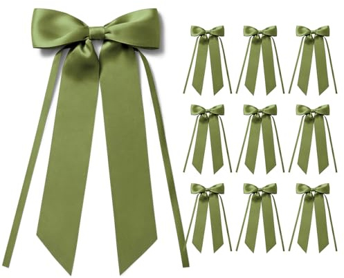 MORSUNBELA Schleifen Olivgrün Geschenkschleifen Deko Hochzeite Tortendeko Schleife Geschenkschleife für Geburtstag Weihnachten Girlande Kommunion,10 Stück,Grün