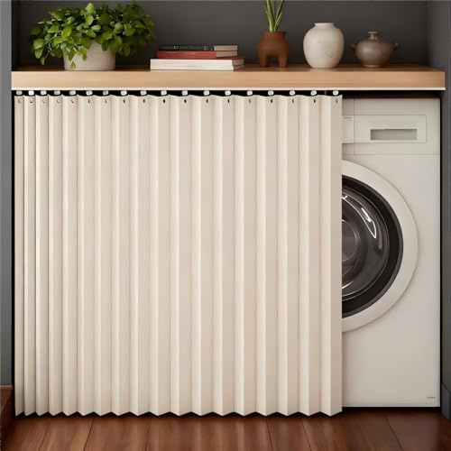 YSZBD Rideau D'armoire, Rideau Anti-poussière pour étagères, Rideau de Placard pour Placard Coulissant, Rideau D'ombrage Imperméable, Rideaux de Cuisine pour étagères(Beige,H50cm/W100cm)