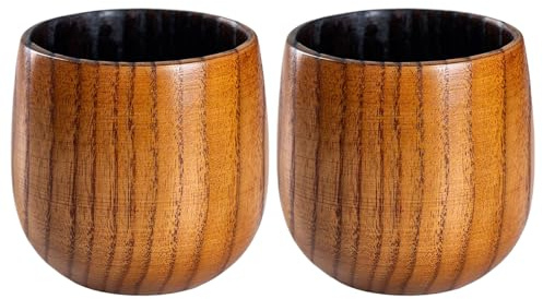 Vaso de whisky de madera, 2 piezas, decoración de mesa antigua, taza de café de madera, vaso de whisky, para papá, cumpleaños, té, vino, bourbon, cerveza, bebidas frías calientes, decoración de mesa