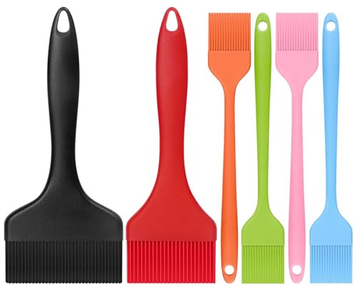 6 Pcs Silicone Pastry Brush Set,basting Brush | Heat Resistant, Nonstick Silicone Brushes, for BBQ Grill Barbecue Baking Kitchen Cooking - BPA Free