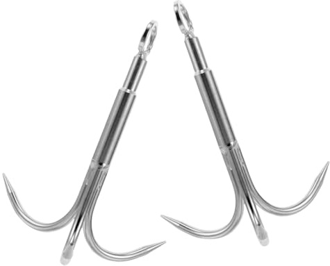 Beavorty Gancio di Ancoraggio Pesante per Recupero Attrezzatura da Pesca 3 Artigli 2 Pezzi in Acciaio Inox e Pulizia Vegetazione Acquatica per Sopravvivenza Outdoor