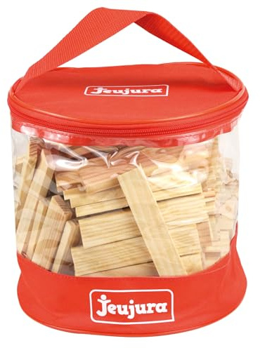 Jeujura - TECAP Classic - 160 Pièces - Jeu de Construction dès 3 Ans - 8306 | Planchettes en bois - Jeu d’équilibre créatif et imagination - Modèles Inclus - Sac de Rangement Inclus - Fabriqué en France