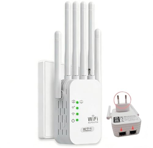 Répéteur WiFi 6, Dual Band,1200 Mbps, 6 Antennes Puissantes, 2 Ports LAN