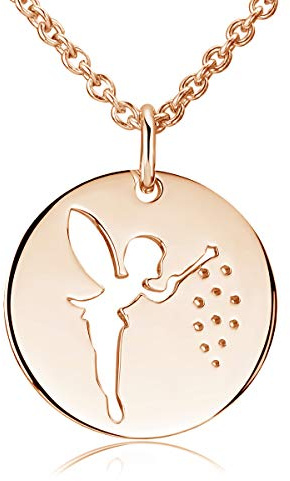 MATERIA Collier Halskette mit Damen Anhänger Fee Elfe 925 Silber rund in rosegold, gold oder rhodiniert 42+5cm mit Etui