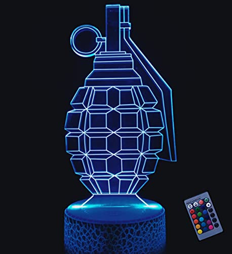 YTDZLTD Optische Täuschung 3D Granate Nacht Licht 16 Farben Andern Sich Fernbedienung USB-Strom Touch Schalter Dekor Lampe LED Lampe Tisch Kinder Brithday weihnachten Geschenk