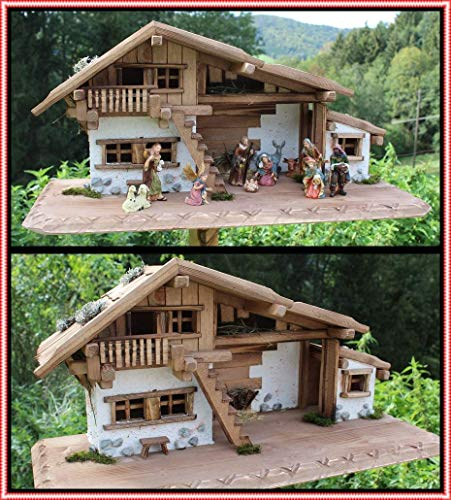 Holzbau Fuchs Weihnachtskrippe- Krippe Krippenstall Weihnachten-Weihnachtskrippe (Krippe W20 ohne Figuren)