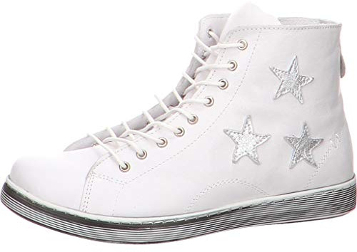 Andrea Conti dam High Top sneakers, vit/silver, 38 EU, Vitt silver, 38 EU