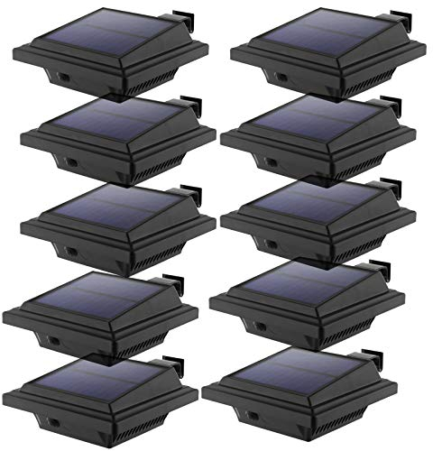 KEENZO LED Solar Dachrinnenleuchte Solarlampen für Außen, 25LEDs Solarlicht, Auto ON/OFF, Schwarz,Warmweiß Licht (10er set)