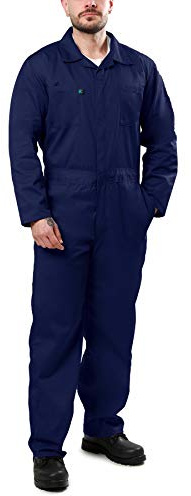 Kolossus Coveralls for Mens Long Sleeve Cotton Blend Work Jumpsuit APPAREL Navy Blue, Large