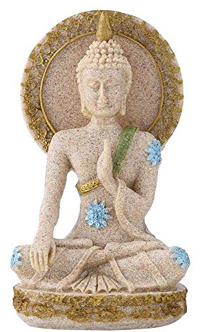 Hztyyier Mini Sandstein Buddha Statue, 7cm Skulptur Buddha Figur in Sandstein Finish für Home Ornament Dekoration