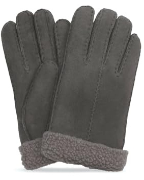 Rohn Moden Fingerhandschuhe Hochstein echt Lammfell für Damen und Herren, Handschuhe in Premiumqualität aus Baby Curly Merinolamm handgenäht grau