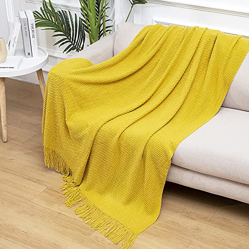 LumiSyne Gestrickte Decke Mit Quaste Einfarbig Ananas Grid Kuscheldecke Strickdecke Tagesdecke Überwurf Couchdecke Dekorative Decke Für Sofa Bett 170x130cm
