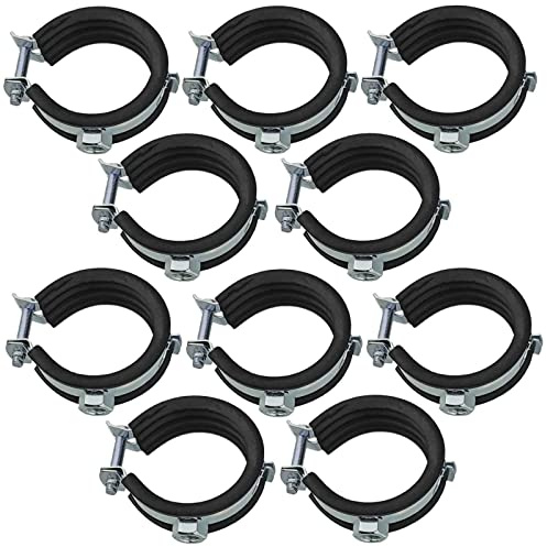MegaHaustechnik 10 Stück Gelenk-Rohrschellen aus Stahl verzinkt, Spannbereich 13 bis 15mm Rohr-Außendurchmesser 1/4 Zoll, mit Schallschutz aus EPDM Gummi, mit M8 Gewinde-Mutter, Schraubrohrschelle