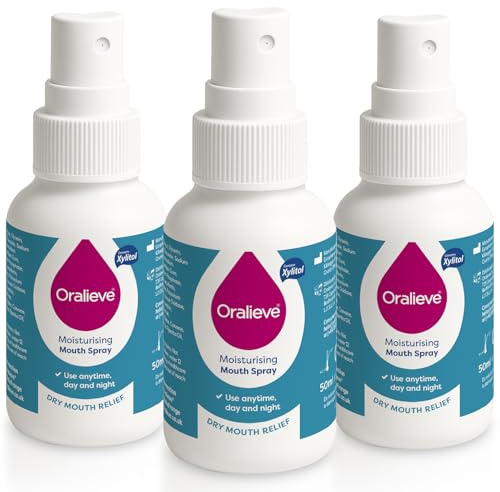 Oralieve Moisturising Dry Mouth Relief Spray (3 x 50ml), Hydrating Relief for Sore, Sensitive Mouths with Xylitol to Protect Teeth - Genuine Oralieve Dry Mouth Spray