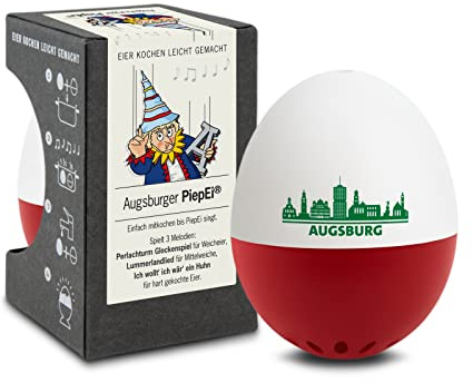 Augsburger PiepEi - Singende Eieruhr zum Mitkochen - Eierkocher | Zusammen mit den Eiern kochen: Spielt für weich, mittel & hart eine Melodie - Lustiger & funktionaler Eggtimer - Musik Kochei