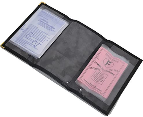 Van Der Rich ® - Fahrzeugschein Hülle mit Kartenfächern, Auto Zulassungsbescheinigung Führerschein - Damen/Herren (Schwarz)