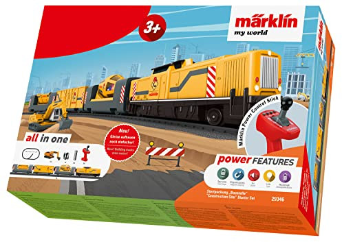 Märklin My World Spielzeugeisenbahn Startpackung Baustelle 29346 - Elektrischer Zug 48 cm mit Fernsteuerung - inklusive Betonmischer und Bagger für den BAU für Fans von Modelleisenbahnen ab 3 Jahre
